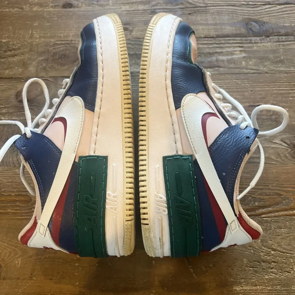 Nike Air Force 1 Shadow Mystic Low Top Navy Pink Green Red White Women’s Sz 10